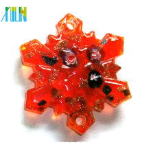 Charms Red Snow Flower Glass Pendants With Gold Dust Millefiori Beads